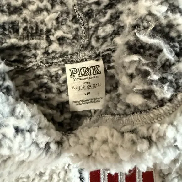 Victoria’s Secret PINK OU OKLAHOMA SOONERS Pullover Teddy Bear Fleece Hoodie L - Picture 9 of 10